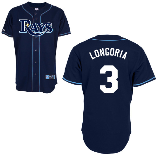 Evan Longoria #3 Youth Baseball Jersey-Tampa Bay Rays Authentic Alternate 2 Navy Cool Base MLB Jersey